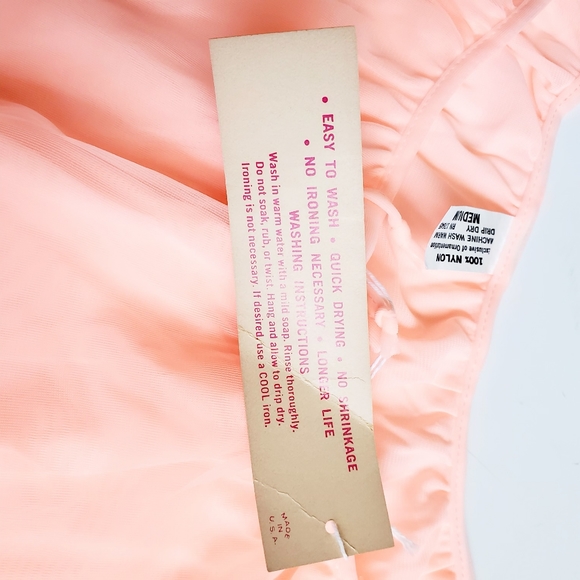 Dunlon vintage 1970s Short neon Night Gown lace - Picture 15 of 16